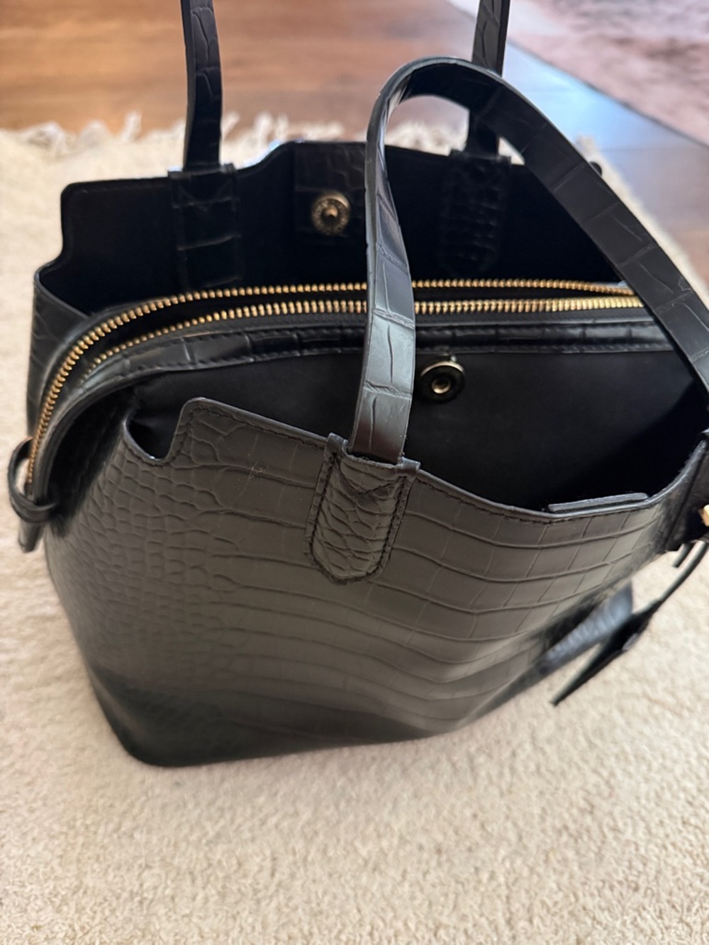 a new day Black Croc-Embossed Satchel with Top Handles - Picture 3 of 3